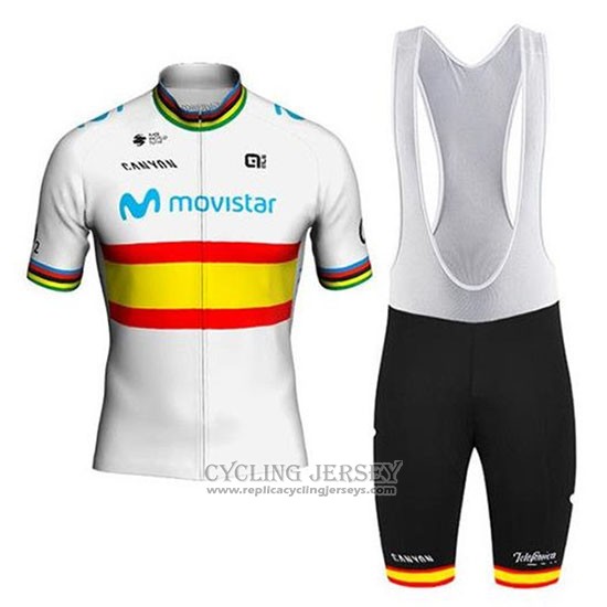 2020 Cycling Jersey Movistar Champion Spain Short Sleeve And Bib Short